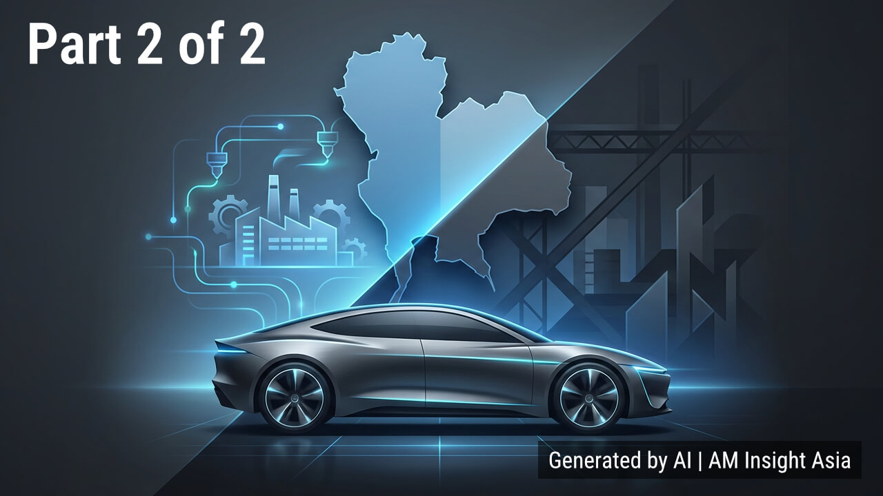 AI-generated illustration depicting Thailand's emerging electric vehicle ecosystem (Part 1 of 2)