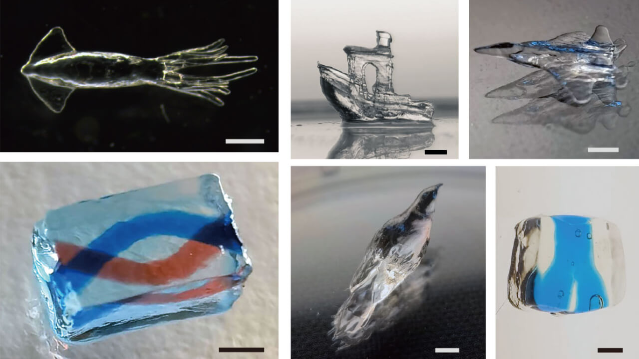 Sample objects printed using the DISH system.