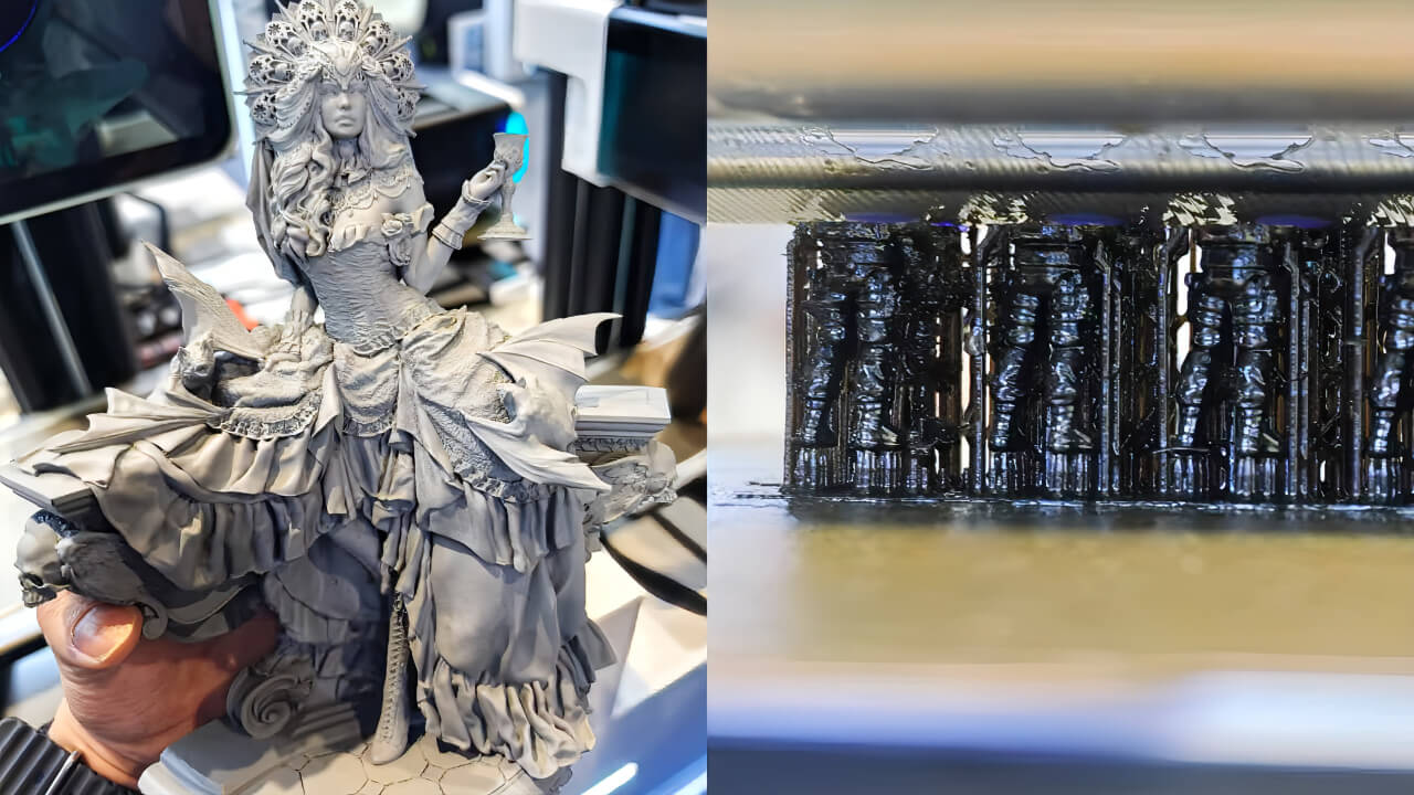 SLS-printed samples and 3D-printed shoe midsoles at QUBEA, illustrating the range of applications on offer.