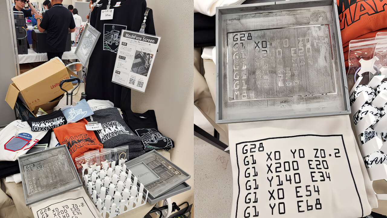 MeshFuse Screen by tailor Ann — FDM-printed silk-screen plates and the T-shirts made from them. | Photo: AM Insight Asia