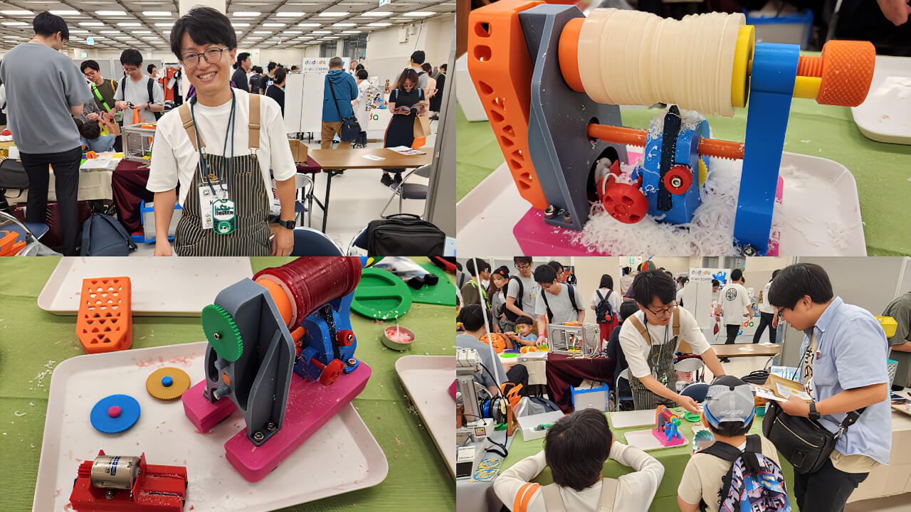 Shibucho Technical Laboratory's Toy Lathe — a 3D-printed miniature lathe used to shave actual candles in live demonstrations. | Photo: AM Insight Asia