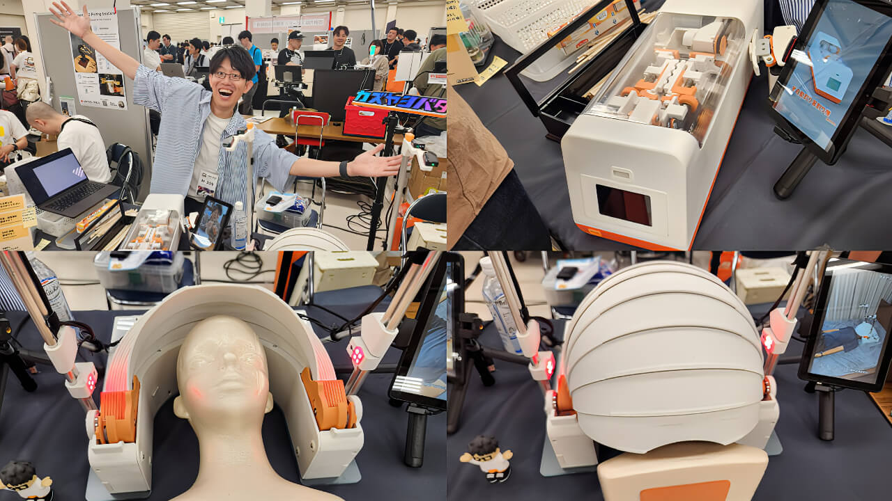 Kazuya Shibata's barely-useful inventions — chopstick-splitting machines and phone-drop shields built with serious engineering. | Photo: AM Insight Asia