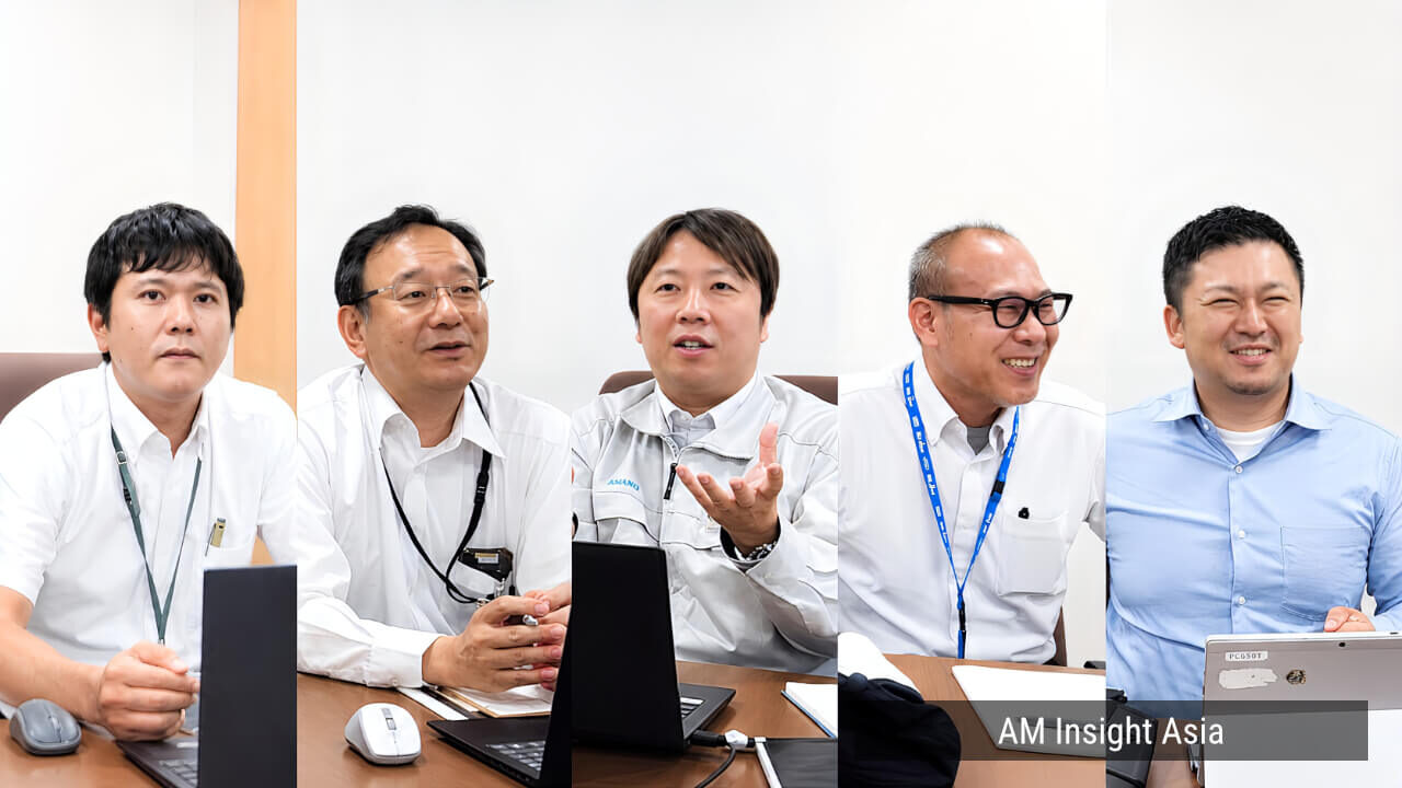 Kohei Ono, General Manager, Dept. of Advanced Materials Processing Development, Welding & Joining Div. Koji Osawa, General Manager, Dept. of Advanced Materials Processing Systems Sales, Welding & Joining Div. And other members of the team | Photo: AM Insight Asia
