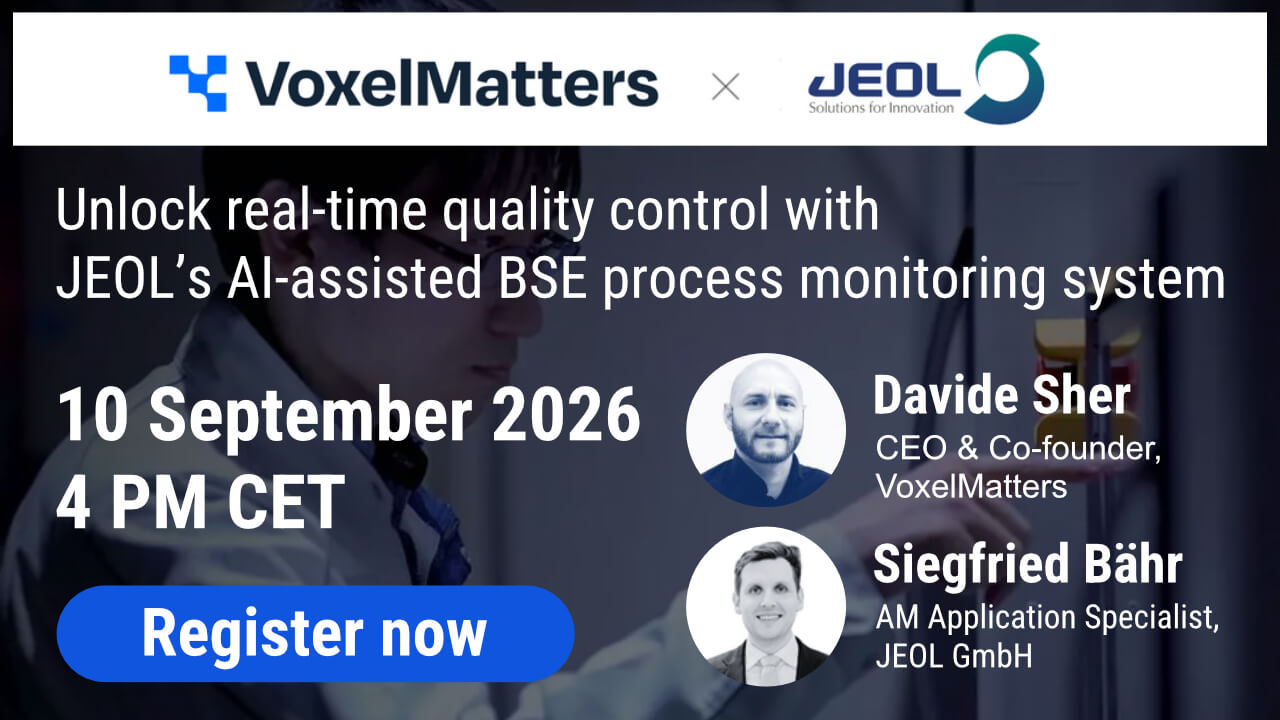 Webinar announcement banner for the VoxelMatters × JEOL event on September 10, 2026 | Image: AM Insight Asia