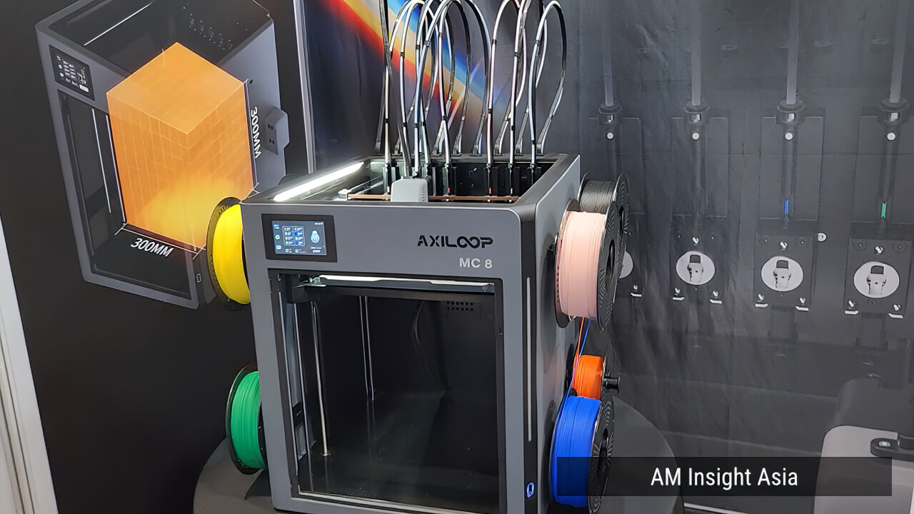 AxiLoop's MC8, with eight independent printheads and spools. | Photo: AM Insight Asia