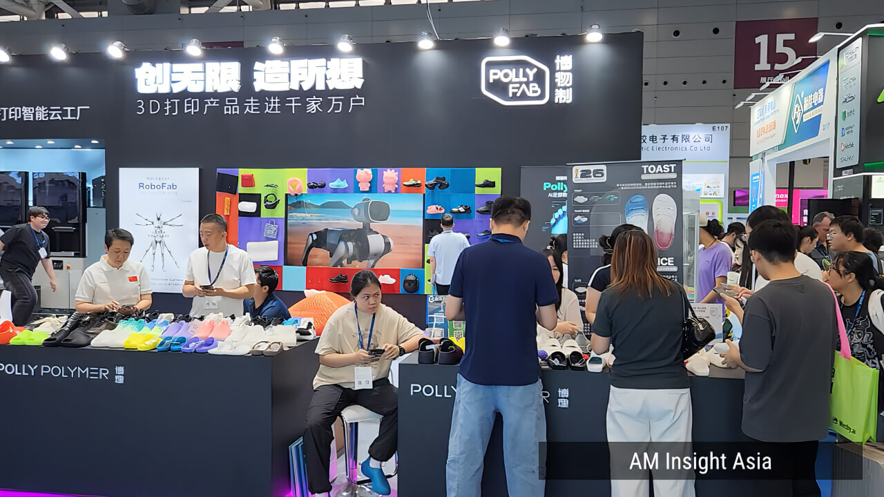 3D printed footwear on display from PollyPolymer (Polly Fab). | Photo: AM Insight Asia