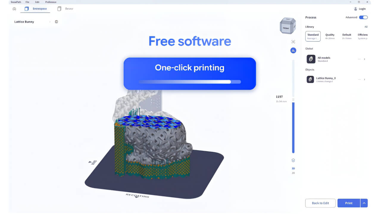 SnowPath's one-click printing interface. | Image: SnowX