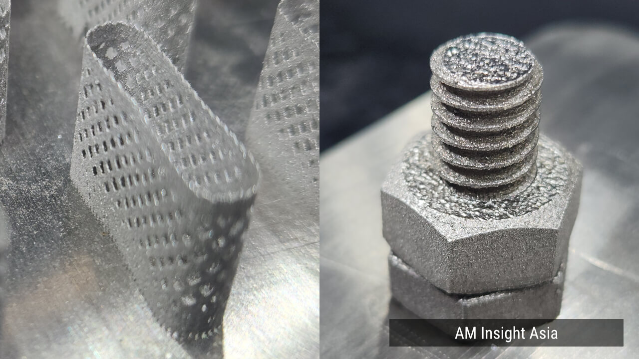 A thin perforated wall (left) and a bolt and nut (right). | Photo: AM Insight Asia